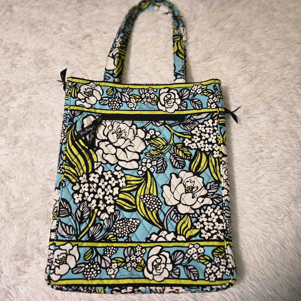 Vera Bradley Laptop Bag Checkpoint Friendly Island‎ Blooms Lime Turquoise Black